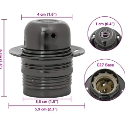 vidaXL Portalámparas 2 uds bronce E27 negro brillante
