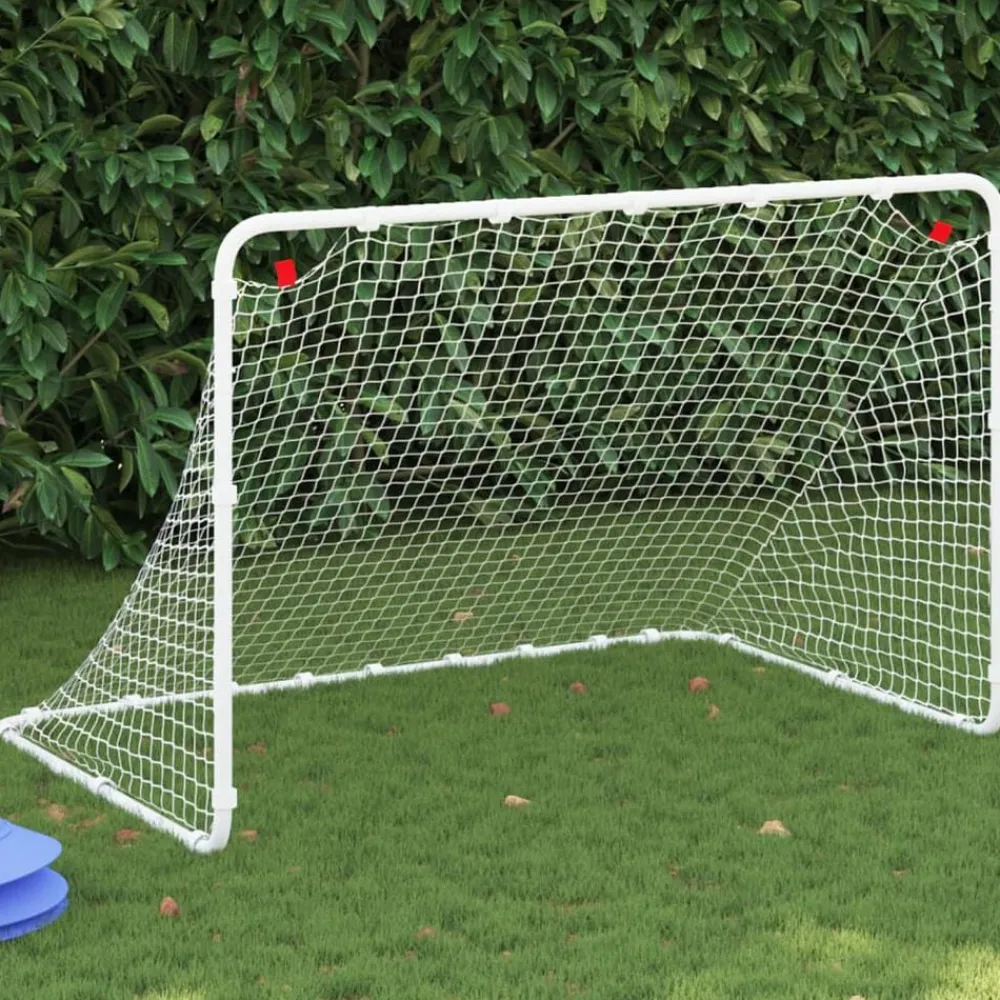 vidaXL Portería de fútbol blanca 122x81x81 cm acero Clearance