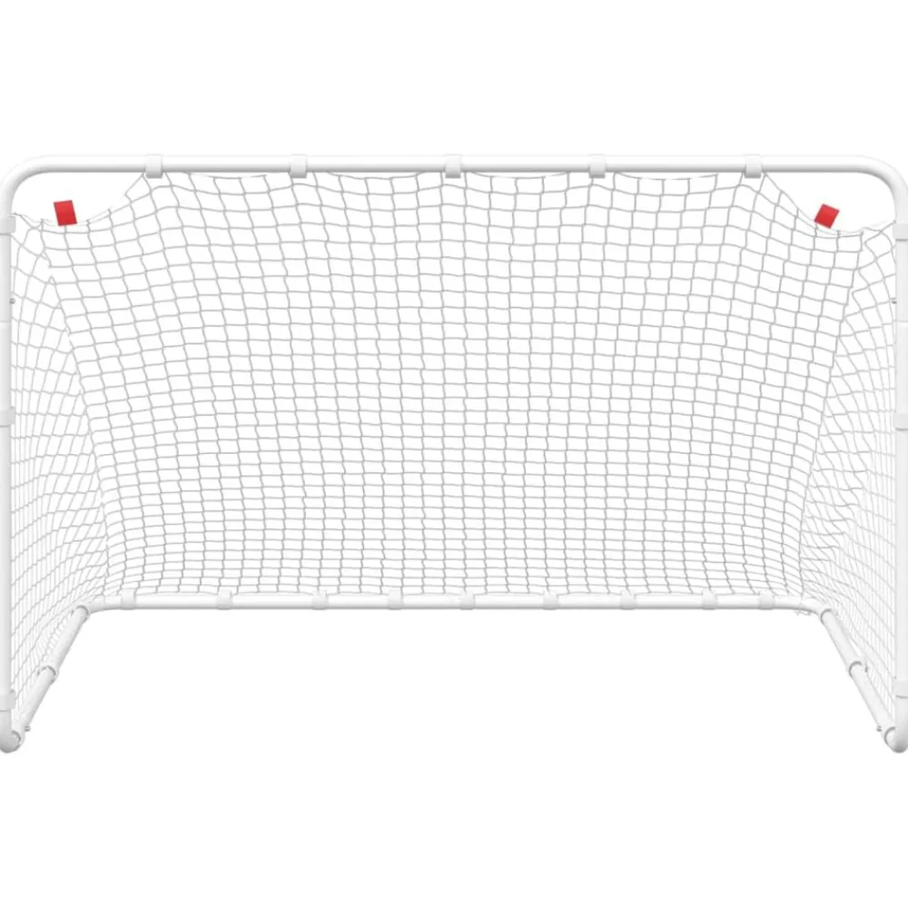 vidaXL Portería de fútbol blanca 122x81x81 cm acero Clearance