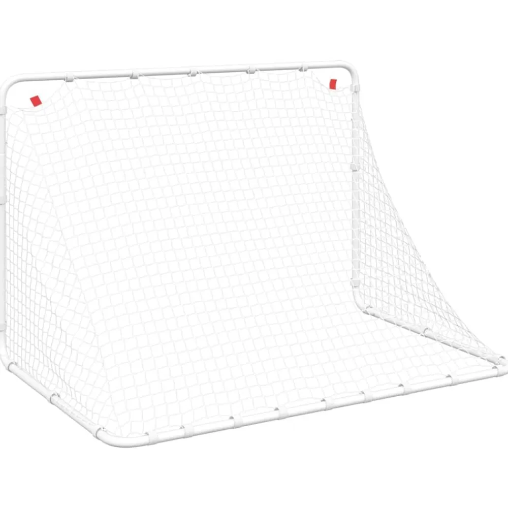 vidaXL Portería de fútbol blanca 122x81x81 cm acero Clearance