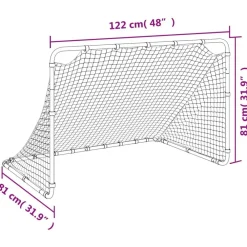 vidaXL Portería de fútbol blanca 122x81x81 cm acero Clearance