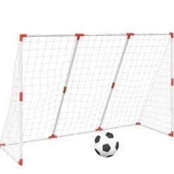 vidaXL Equipamiento Para Atletismo-Portería de fútbol con balones 2 en 1 blanco 184x64x124 cm