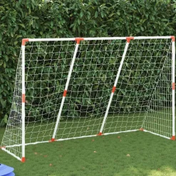 vidaXL Equipamiento Para Atletismo-Portería de fútbol con balones 2 en 1 blanco 184x64x124 cm