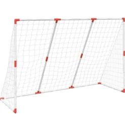 vidaXL Equipamiento Para Atletismo-Portería de fútbol con balones 2 en 1 blanco 184x64x124 cm