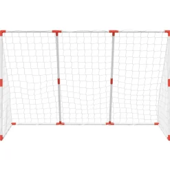 vidaXL Equipamiento Para Atletismo-Portería de fútbol con balones 2 en 1 blanco 184x64x124 cm