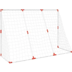 vidaXL Equipamiento Para Atletismo-Portería de fútbol con balones 2 en 1 blanco 184x64x124 cm