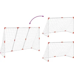vidaXL Equipamiento Para Atletismo-Portería de fútbol con balones 2 en 1 blanco 184x64x124 cm
