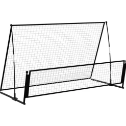 vidaXL Equipamiento Para Atletismo-Portería de fútbol con reboteador 2 en 1 acero 202x104x120 cm