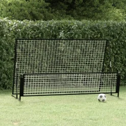 vidaXL Equipamiento Para Atletismo-Portería de fútbol con reboteador 2 en 1 acero 202x104x120 cm
