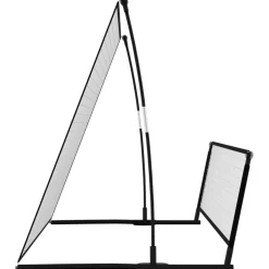 vidaXL Equipamiento Para Atletismo-Portería de fútbol con reboteador 2 en 1 acero 202x104x120 cm
