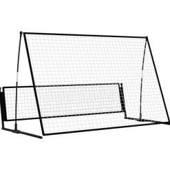 vidaXL Equipamiento Para Atletismo-Portería de fútbol con reboteador 2 en 1 acero 202x104x120 cm
