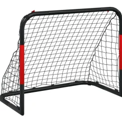 vidaXL Equipamiento Para Atletismo-Portería de fútbol con red acero rojo y negro 90x48x71 cm