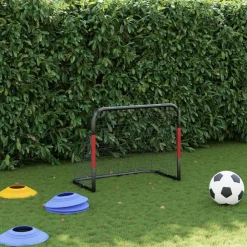 vidaXL Equipamiento Para Atletismo-Portería de fútbol con red acero rojo y negro 90x48x71 cm