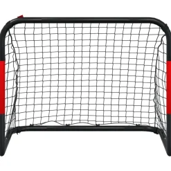 vidaXL Equipamiento Para Atletismo-Portería de fútbol con red acero rojo y negro 90x48x71 cm