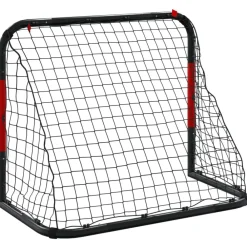 vidaXL Equipamiento Para Atletismo-Portería de fútbol con red acero rojo y negro 90x48x71 cm