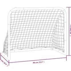 vidaXL Equipamiento Para Atletismo-Portería de fútbol con red acero rojo y negro 90x48x71 cm