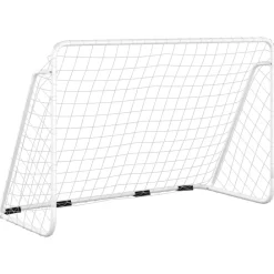 vidaXL Portería de fútbol con red acero blanco 180x90x120 cm Clearance