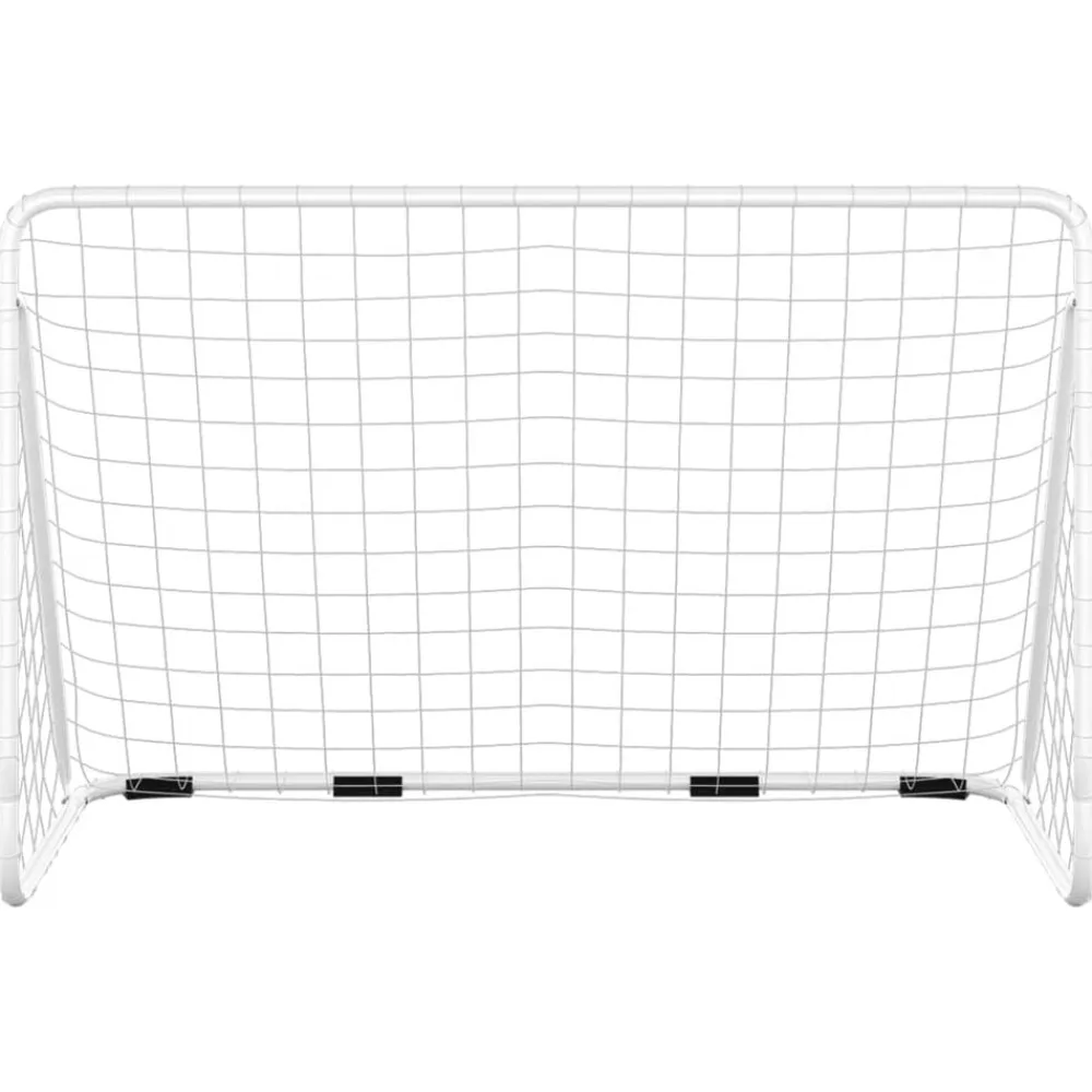 vidaXL Portería de fútbol con red acero blanco 180x90x120 cm Clearance