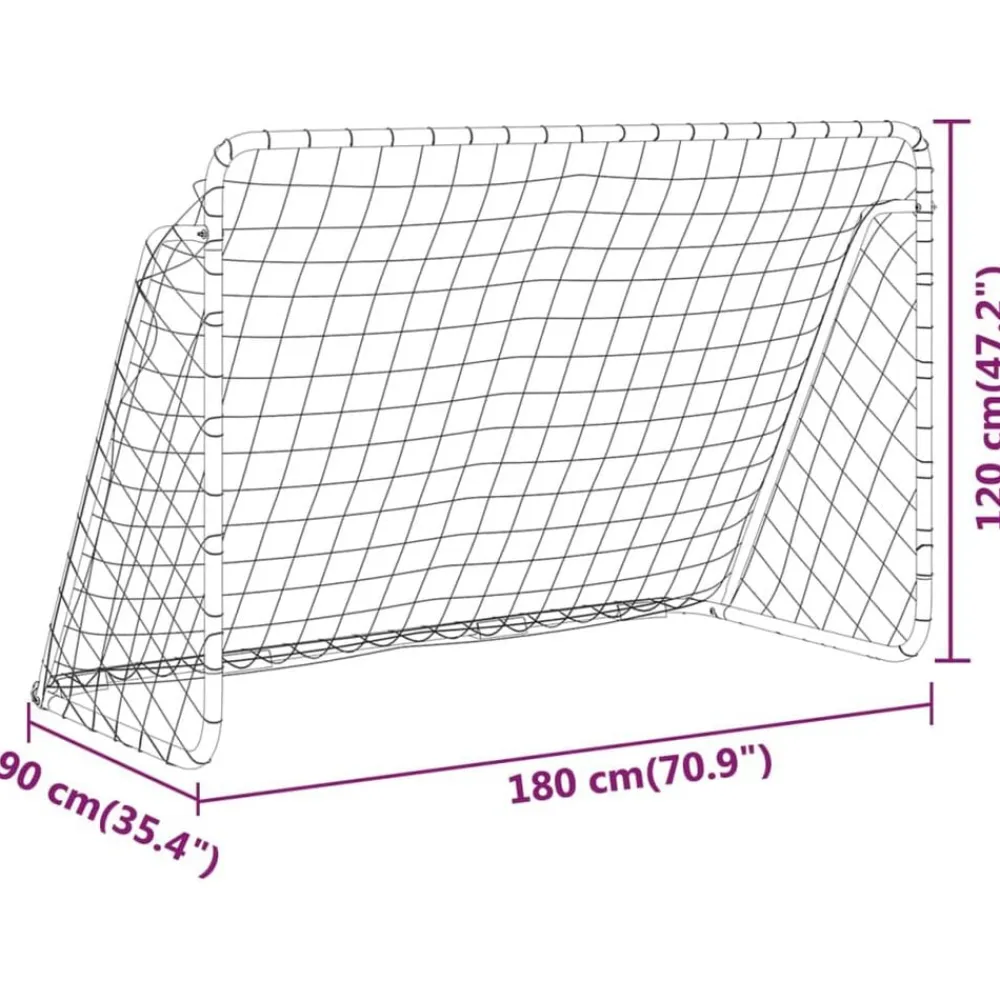 vidaXL Portería de fútbol con red acero blanco 180x90x120 cm Clearance