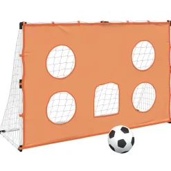 vidaXL Equipamiento Para Atletismo-Portería de fútbol con tela de puntería y balón 182x62x118 cm