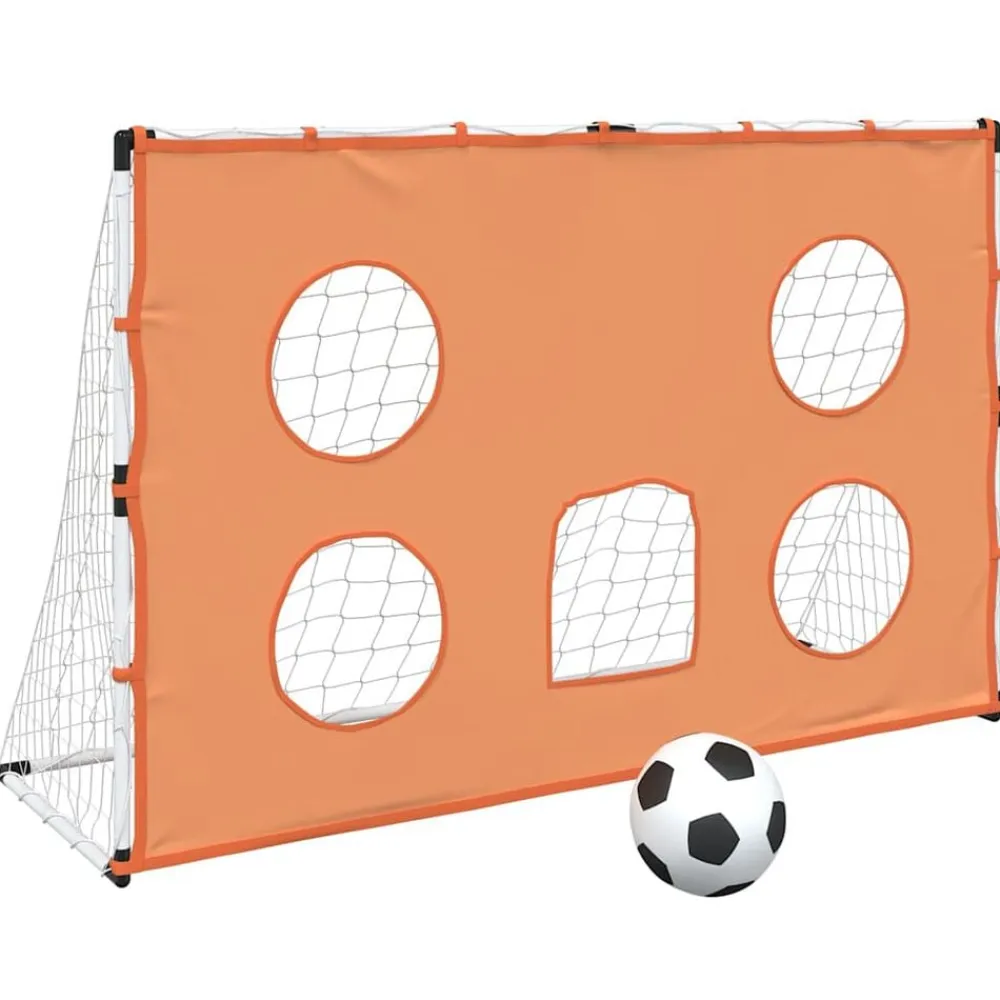 vidaXL Equipamiento Para Atletismo-Portería de fútbol con tela de puntería y balón 182x62x118 cm