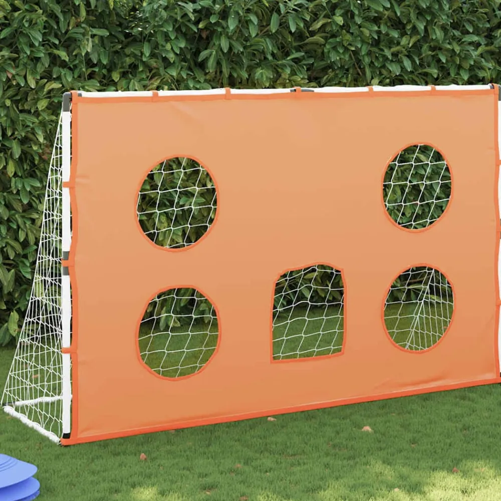 vidaXL Equipamiento Para Atletismo-Portería de fútbol con tela de puntería y balón 182x62x118 cm