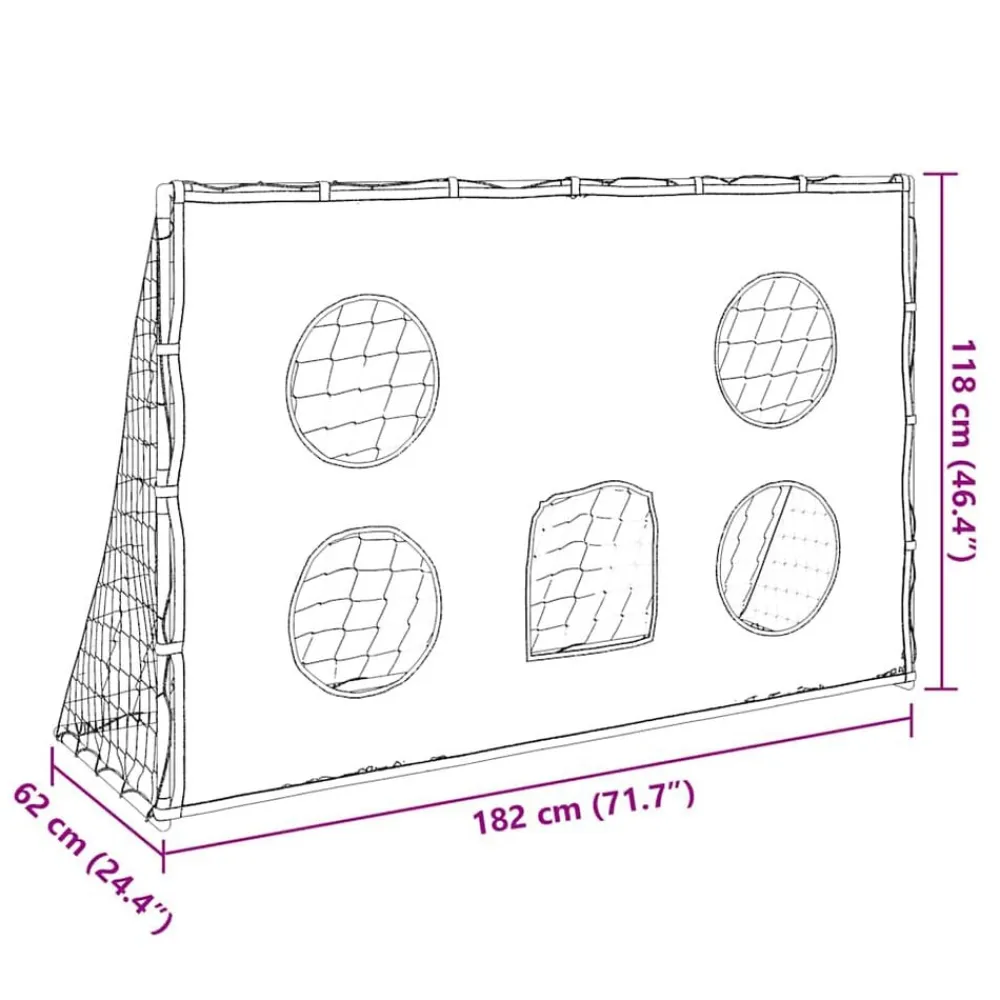 vidaXL Equipamiento Para Atletismo-Portería de fútbol con tela de puntería y balón 182x62x118 cm