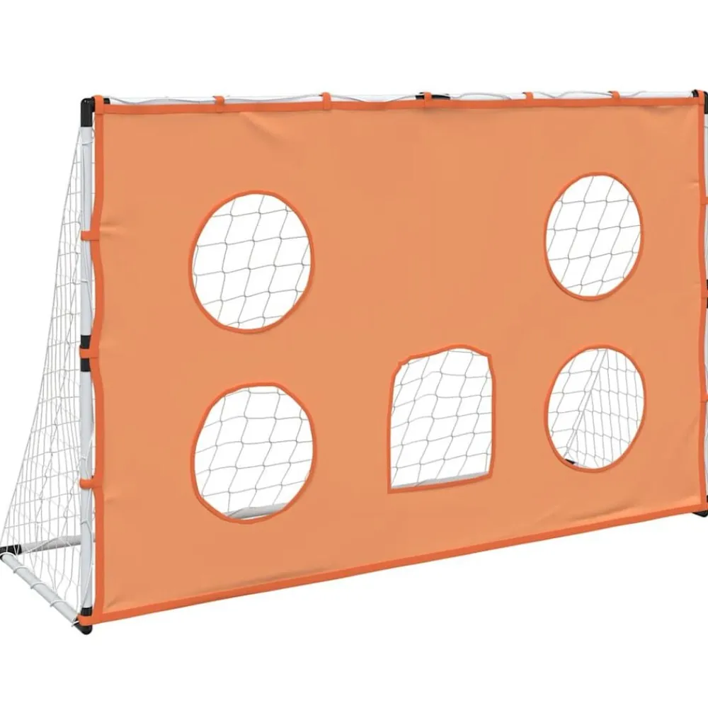 vidaXL Equipamiento Para Atletismo-Portería de fútbol con tela de puntería y balón 182x62x118 cm