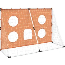 vidaXL Equipamiento Para Atletismo-Portería de fútbol con tela de puntería y balón 182x62x118 cm