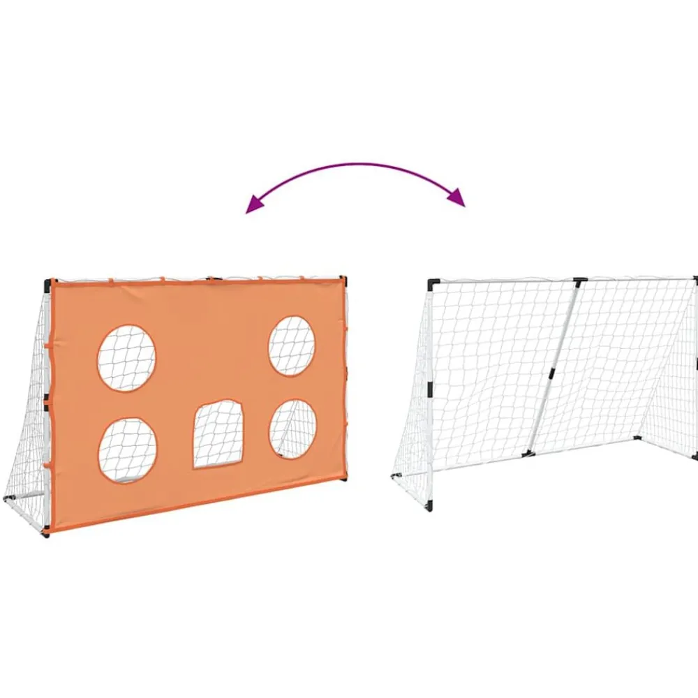 vidaXL Equipamiento Para Atletismo-Portería de fútbol con tela de puntería y balón 182x62x118 cm