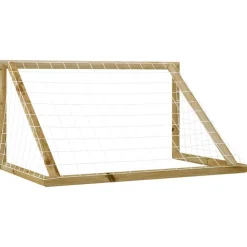 vidaXL Equipamiento Para Atletismo-Portería de fútbol con red madera pino impregnada 160x80x100 cm