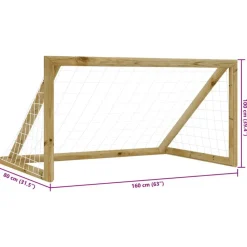 vidaXL Equipamiento Para Atletismo-Portería de fútbol con red madera pino impregnada 160x80x100 cm