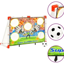 vidaXL Equipamiento Para Atletismo-Portería de fútbol infantil con pared de portería 120x51x77,5 cm