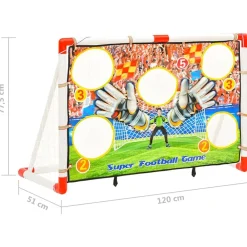 vidaXL Equipamiento Para Atletismo-Portería de fútbol infantil con pared de portería 120x51x77,5 cm