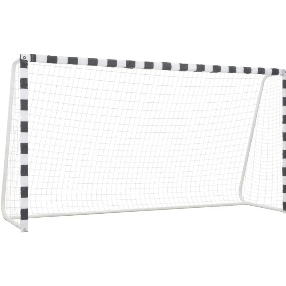 vidaXL Portería de fútbol metal blanco y negro 300x160x90 cm Discount