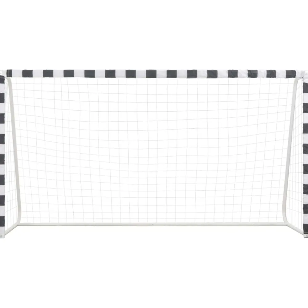 vidaXL Portería de fútbol metal blanco y negro 300x160x90 cm Discount