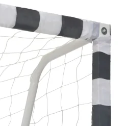 vidaXL Portería de fútbol metal blanco y negro 300x160x90 cm Discount