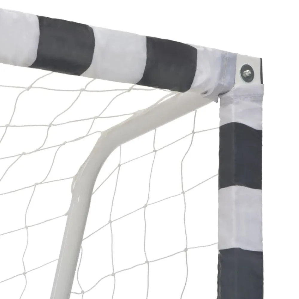vidaXL Portería de fútbol metal blanco y negro 300x160x90 cm Discount