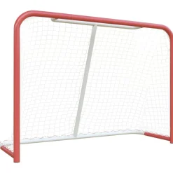 vidaXL Equipamiento Para Atletismo-Portería hockey y red acero poliéster rojo blanco 153x60x118cm