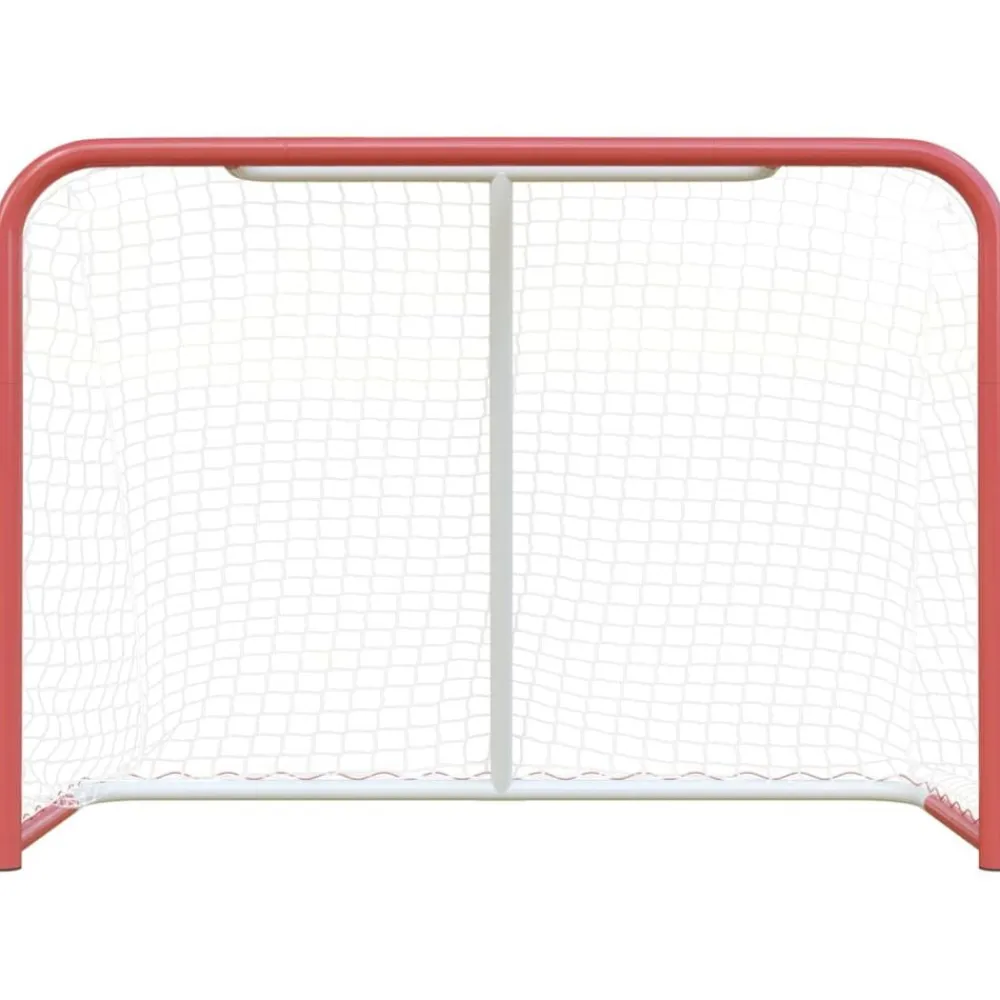 vidaXL Equipamiento Para Atletismo-Portería hockey y red acero poliéster rojo blanco 153x60x118cm