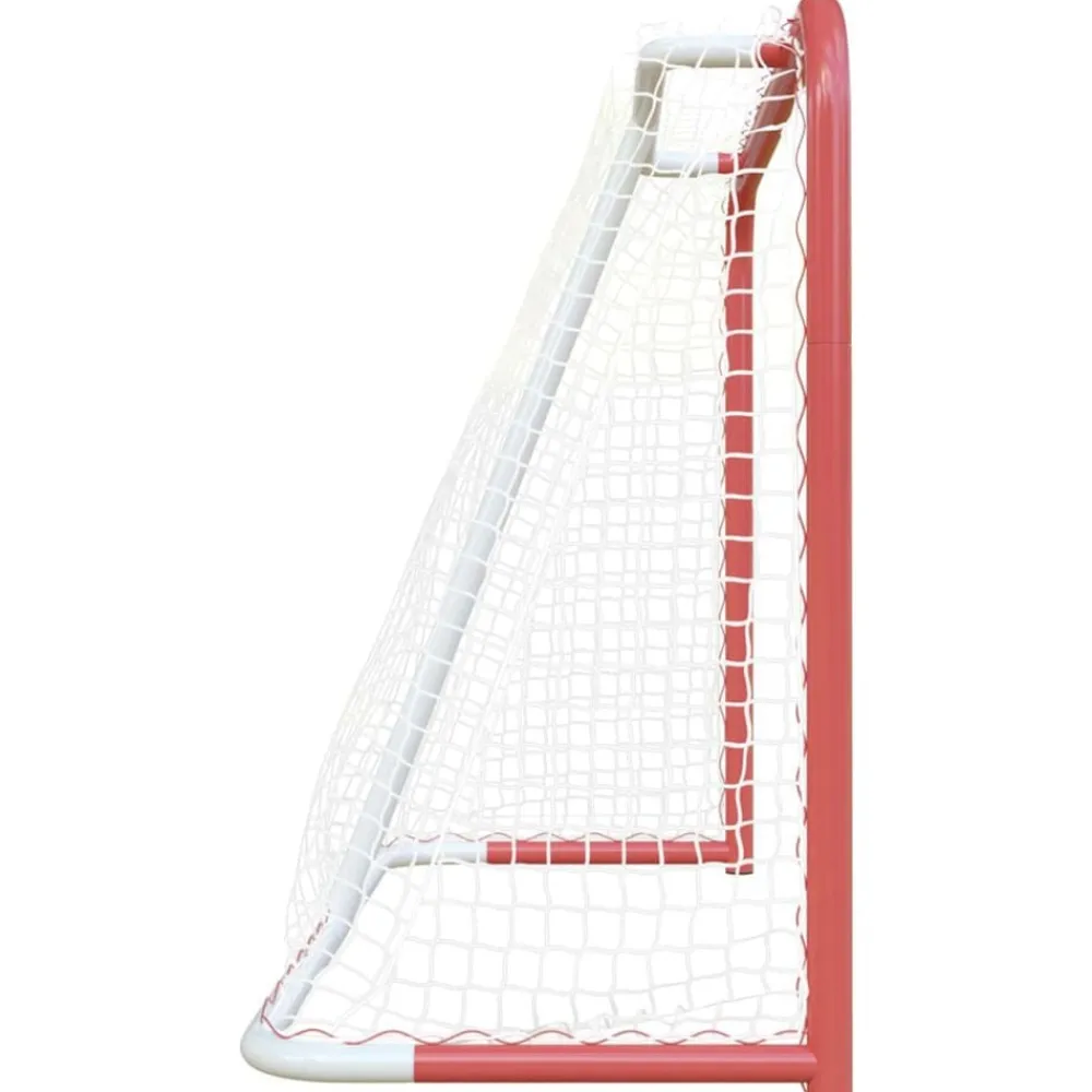 vidaXL Equipamiento Para Atletismo-Portería hockey y red acero poliéster rojo blanco 153x60x118cm