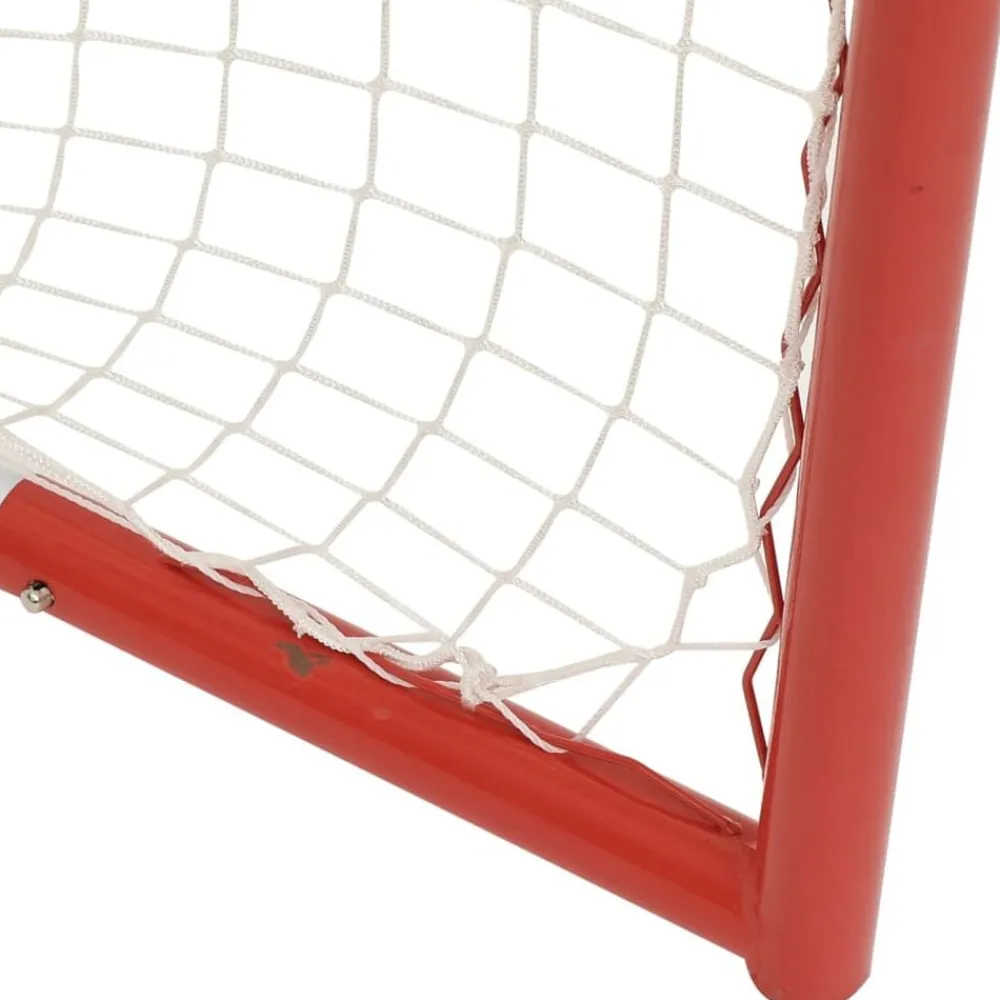vidaXL Equipamiento Para Atletismo-Portería hockey y red acero poliéster rojo blanco 153x60x118cm