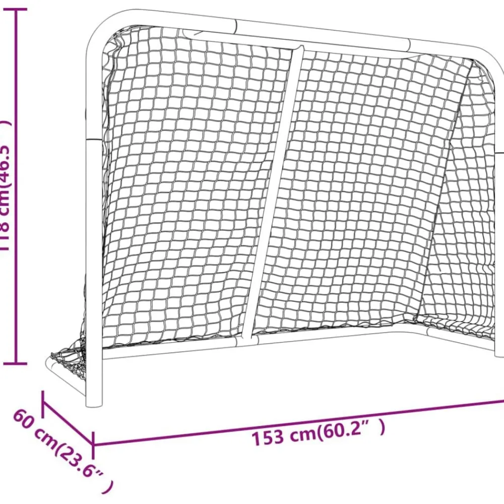 vidaXL Equipamiento Para Atletismo-Portería hockey y red acero poliéster rojo blanco 153x60x118cm