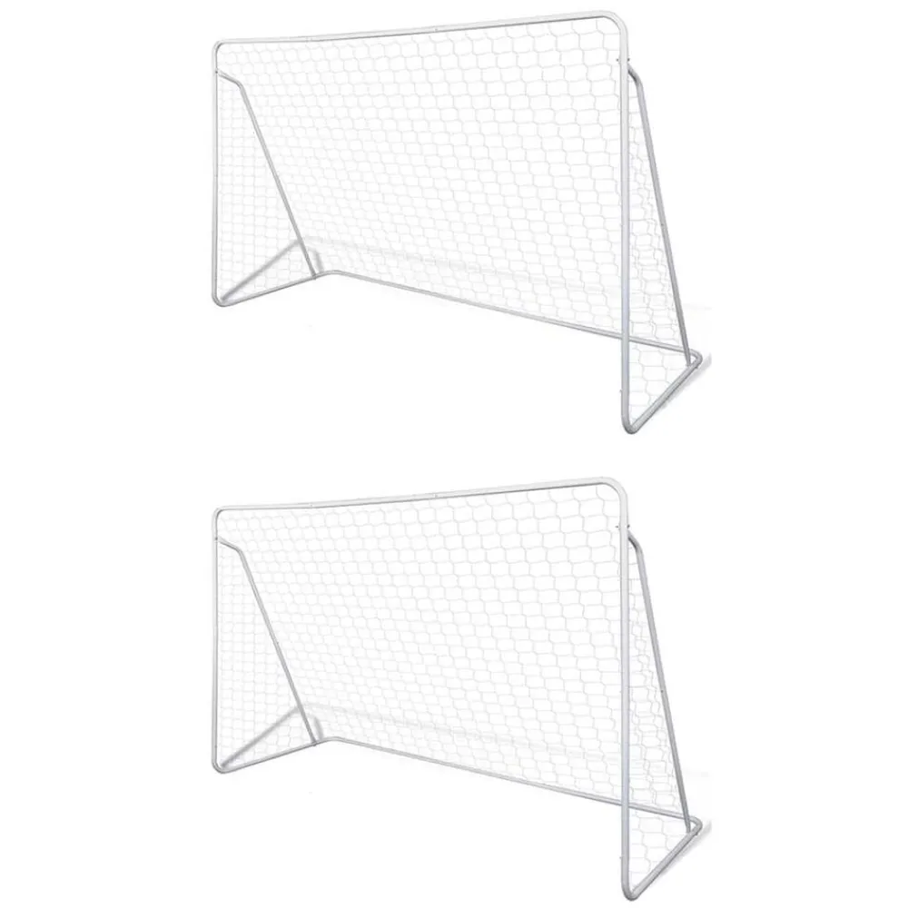 vidaXL Porterías de fútbol de acero 2 unidades 240x90x150 cm Best
