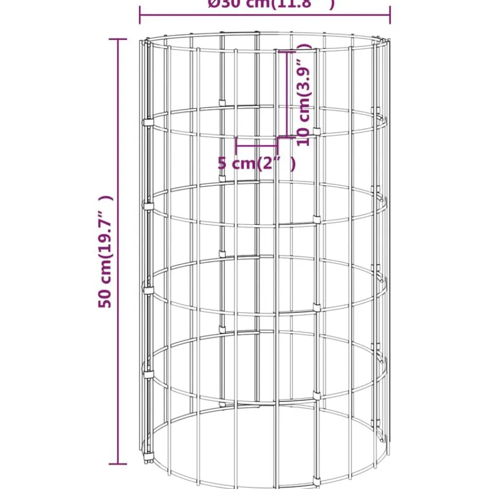 vidaXL Poste circular de gaviones acero galvanizado Ø30x50 cm Sale