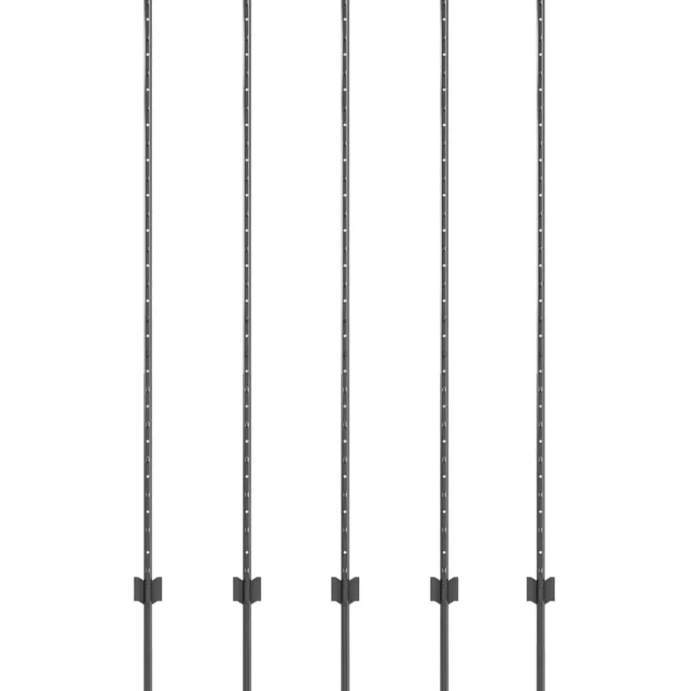 vidaXL Poste de Valla 5 pcs Gris 150 cm Acero Acero/gris Clearance
