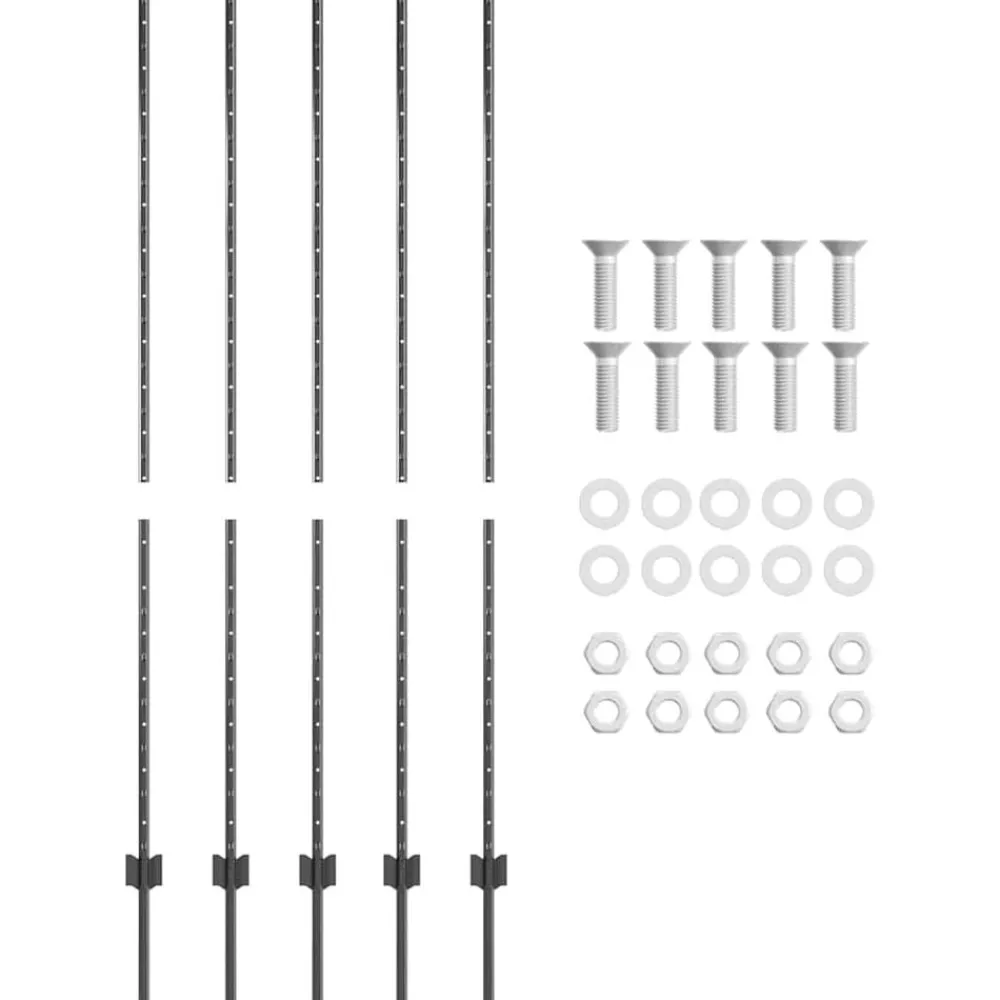 vidaXL Poste de Valla 5 pcs Gris 150 cm Acero Acero/gris Clearance