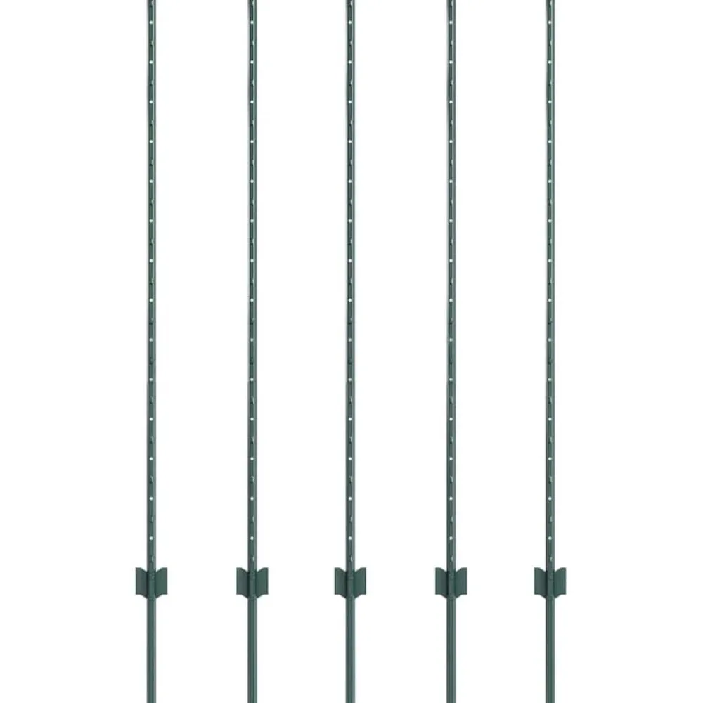 vidaXL Poste de Valla 5 pcs Verde 140 cm Acero Acero/verde