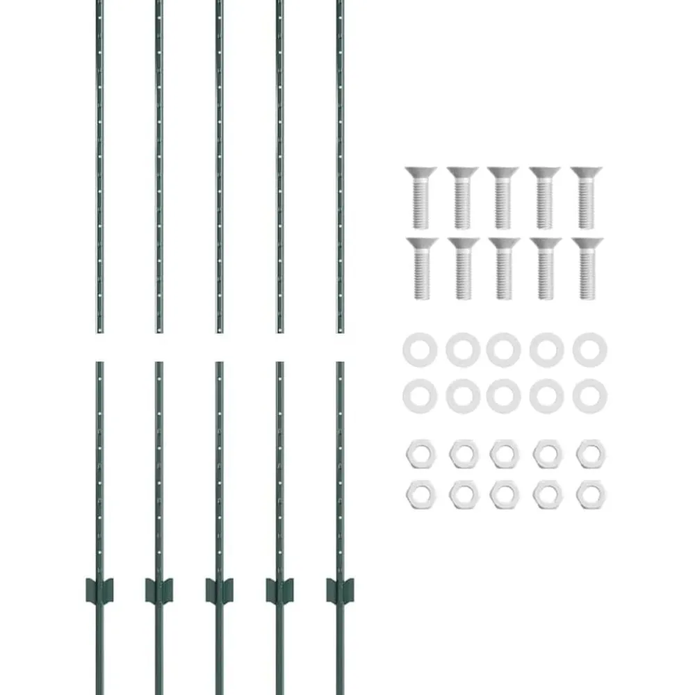 vidaXL Poste de Valla 5 pcs Verde 140 cm Acero Acero/verde