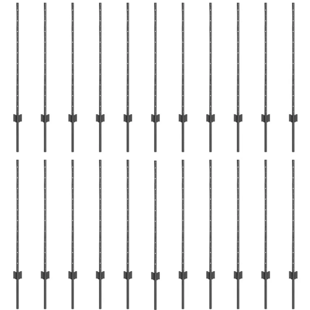 vidaXL Vallas De Jardín-Poste de Valla 22 pcs Gris 140 cm Acero